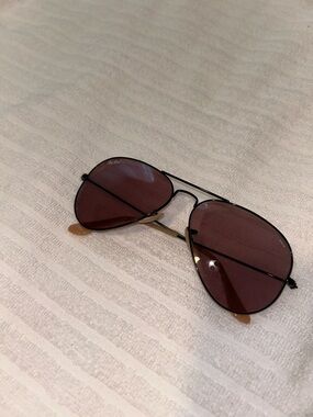 Ray-Ban Aviator Sunglasses - Black Frame with violet lens